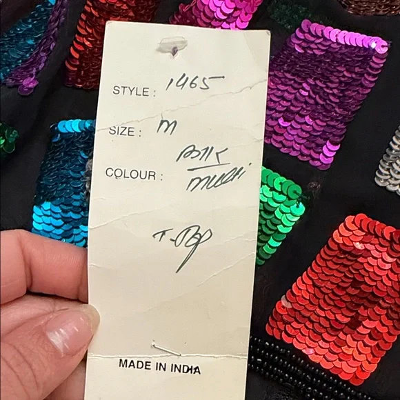 Multicolor Vintage Sequin Sleeveless Blouse - Picture 11 of 13